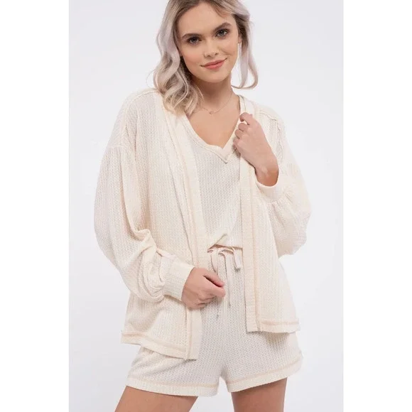 Reverse Stitched Open Front Cardigan - Picture 4 of 5